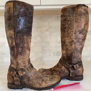 Frye Brown Distressed Tall Boots